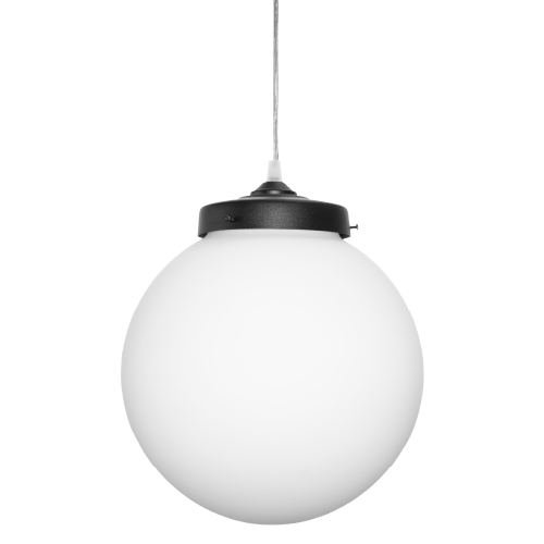 Colgante globo 1 luz E27 vidrio opal 12x25cm negro